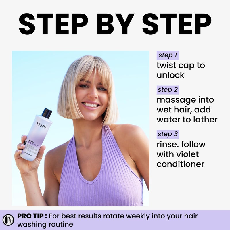Kenra Violet Shampoo | Eliminates Brassy Tones | Purple Pigment + Deposit | Neutralizes Yellow | Moisturizes Processed Hair | Enhances Vibrancy of Blonde or Gray Hair | Color Safe | 10.1 fl. oz. - Image 4