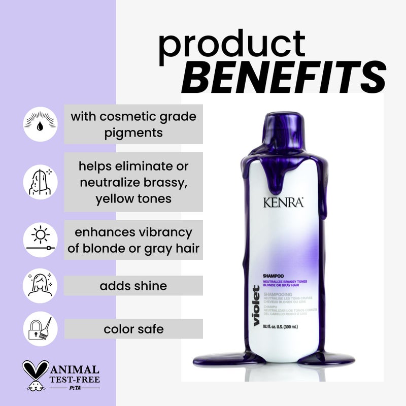 Kenra Violet Shampoo | Eliminates Brassy Tones | Purple Pigment + Deposit | Neutralizes Yellow | Moisturizes Processed Hair | Enhances Vibrancy of Blonde or Gray Hair | Color Safe | 10.1 fl. oz. - Image 2