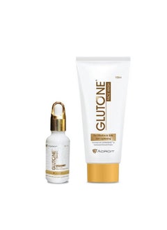 GLUTONE Skin Brightening & Glowing Facewash & Serum Combo; With Purewhite & Dermawhite; For Cleansing & Hydration; Glowing Radiance; Improves Skin Elasticity; 100Ml + 30Ml  - Image 1