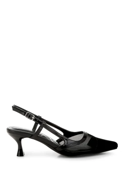 لندن راج شبكة Slingback الصنادل باللون الأسود