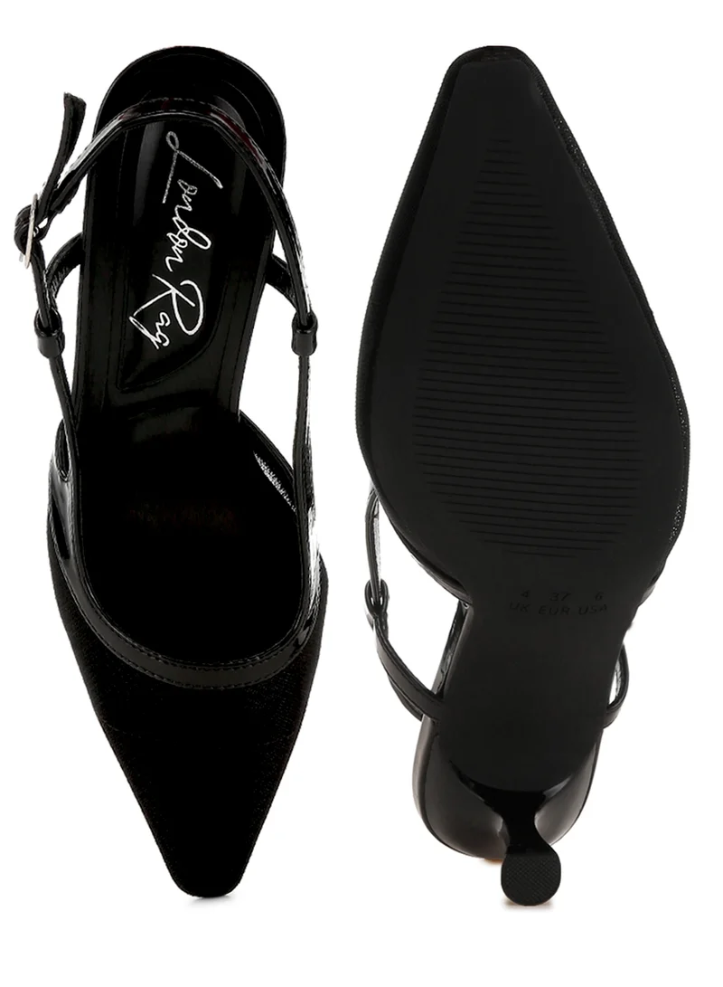 لندن راج شبكة Slingback الصنادل باللون الأسود