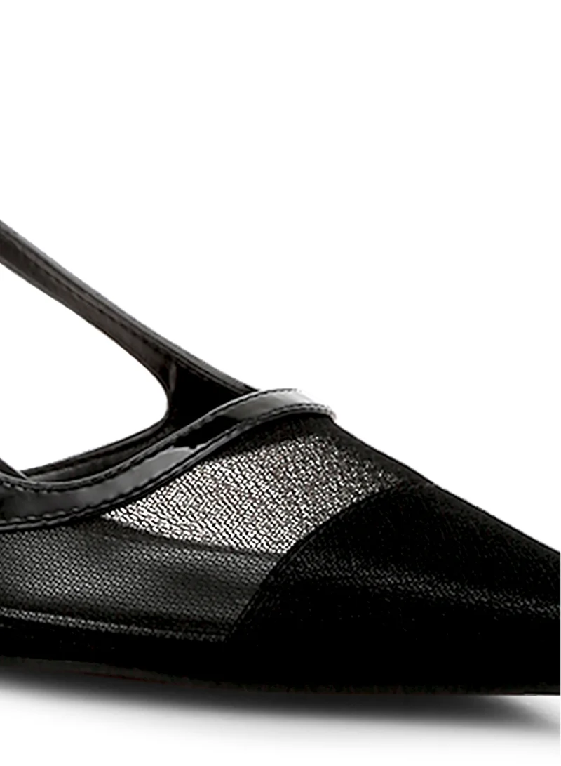 لندن راج شبكة Slingback الصنادل باللون الأسود