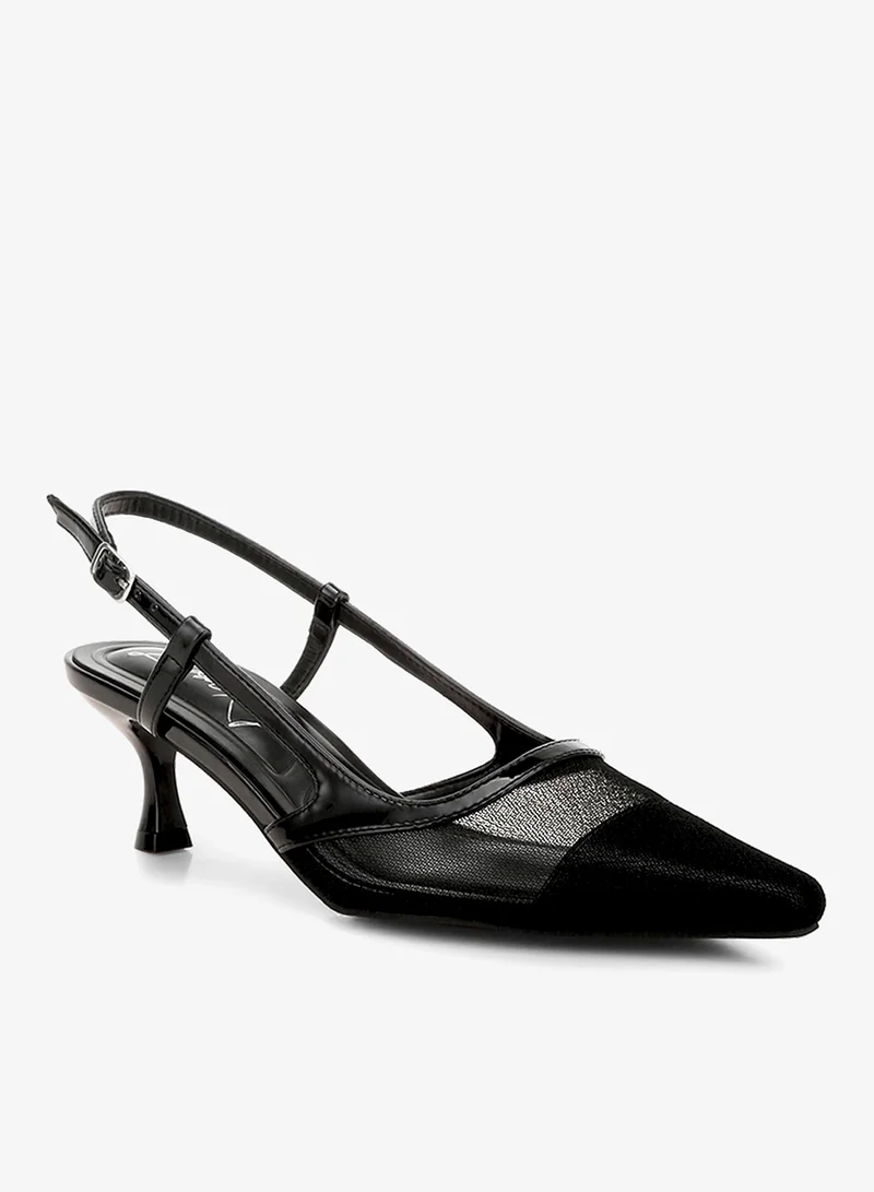 London Rag Black Mesh Slingback Sandals in Black for Women | Best Price UAE