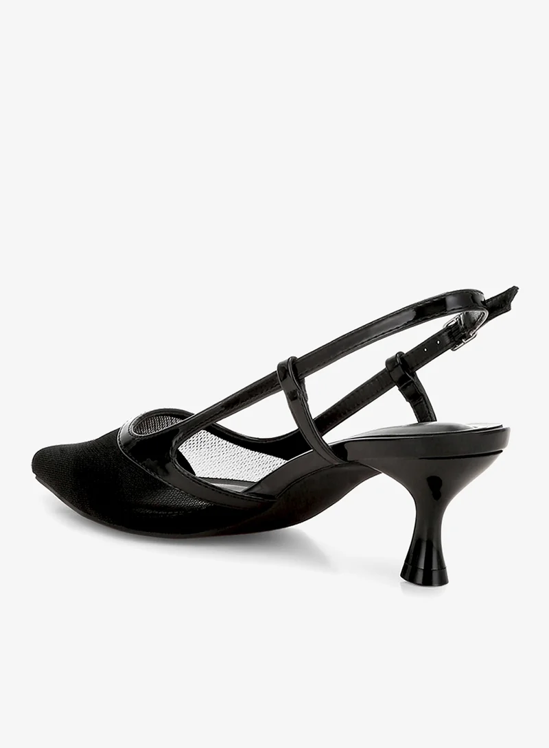 London Rag Black Mesh Slingback Sandals in Black for Women | Best Price UAE