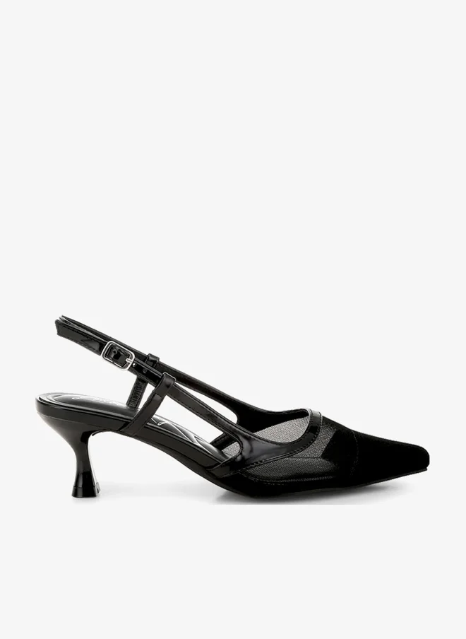 Mesh Slingback Sandals in Black