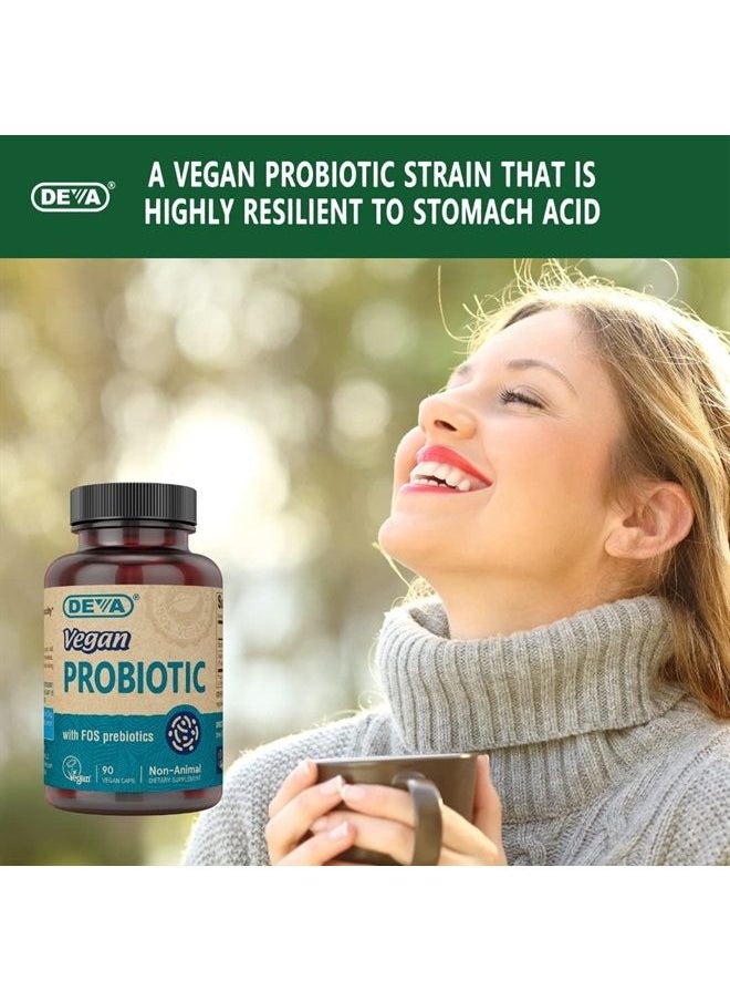 Deva Vegan Probiotic with FOS Prebiotics Supplement - 2 Billion CFU with 100 MG of Prebiotics Per Serving for Men & Women - Non-Dairy Gluten Free - Naturally Shelf Stable - 90 Capsules  - Image 5
