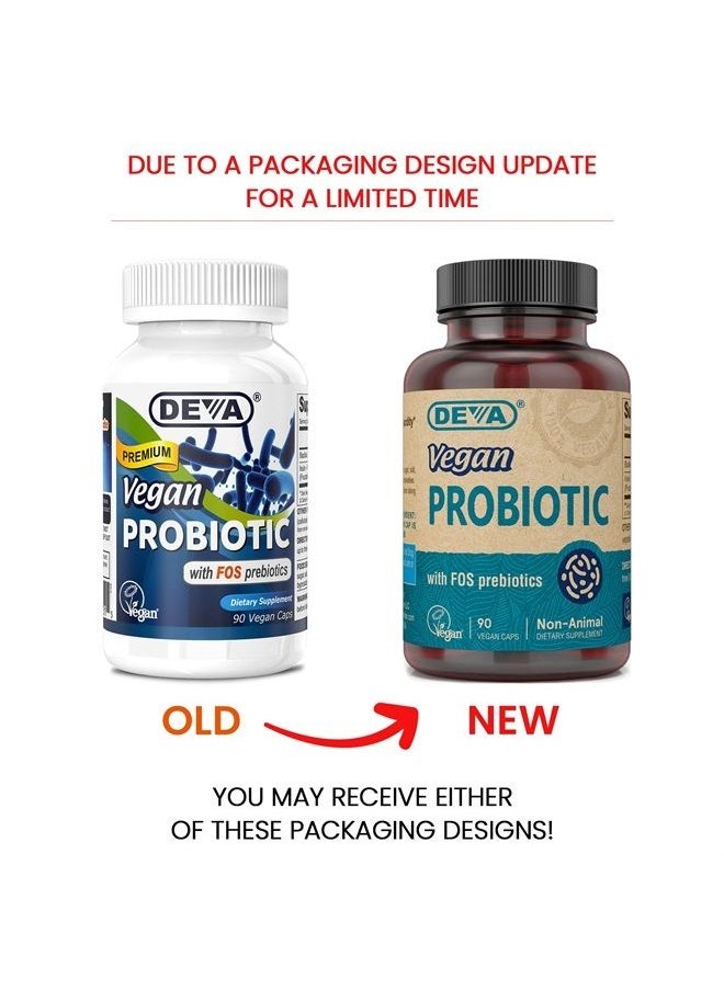 Deva Vegan Probiotic with FOS Prebiotics Supplement - 2 Billion CFU with 100 MG of Prebiotics Per Serving for Men & Women - Non-Dairy Gluten Free - Naturally Shelf Stable - 90 Capsules  - Image 2