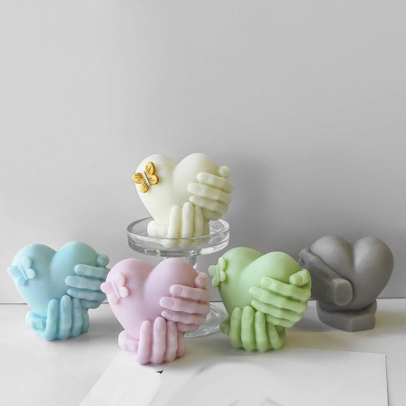 FirstTry Candle Mold I 3D Fondant Holding Love Heart Shape Silicone Epoxy Casting Mould I for DIY Handmade Ornament Cake Décor Aromatherapy Plaster Soap Resin Art Craft Making Home Party Decoration - Image 4
