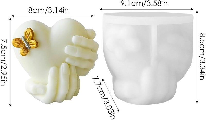 FirstTry Candle Mold I 3D Fondant Holding Love Heart Shape Silicone Epoxy Casting Mould I for DIY Handmade Ornament Cake Décor Aromatherapy Plaster Soap Resin Art Craft Making Home Party Decoration - Image 2