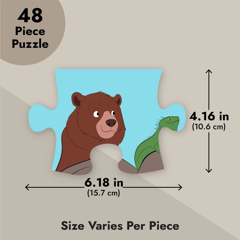 بلو باندا Blue Panda 48 قطعة عملاقة Noahs Ark Ark Jigsaw Faulls للأطفال الذين تتراوح أعمارهم بين 3-5 و 4-8 بلغاز طابق حيوانات جامبو للتعلم قبل المدرسة (2 × 3 أقدام) - Image 4