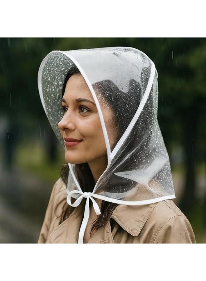 Rain Hat for Women Waterproof, 6 Pcs Reusable Practical Rain Caps for Women PE Material Clear Waterproof - Image 4
