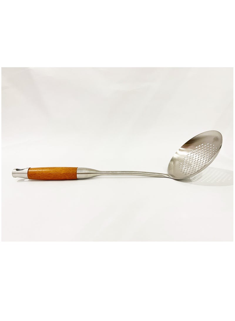 British Chef Stainless Steel Skimmer | Wooden Handle | Slot Spoon Oil Skimmer | Long Handle Skimmer Spoon | BC315 - Image 5