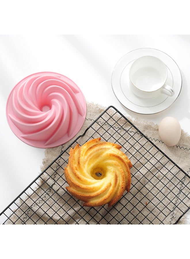 سيوسي 4 حزم من قوالب الخبز المصنوعة من السيليكون على شكل دائري مزخرف بنمط حلزوني، قوالب خبز غير لاصقة، قوالب كعك شيفون سافارين، قوالب موس براوني، أدوات تزيين الكعك والحلويات، أدوات الخبز DIY - Image 3