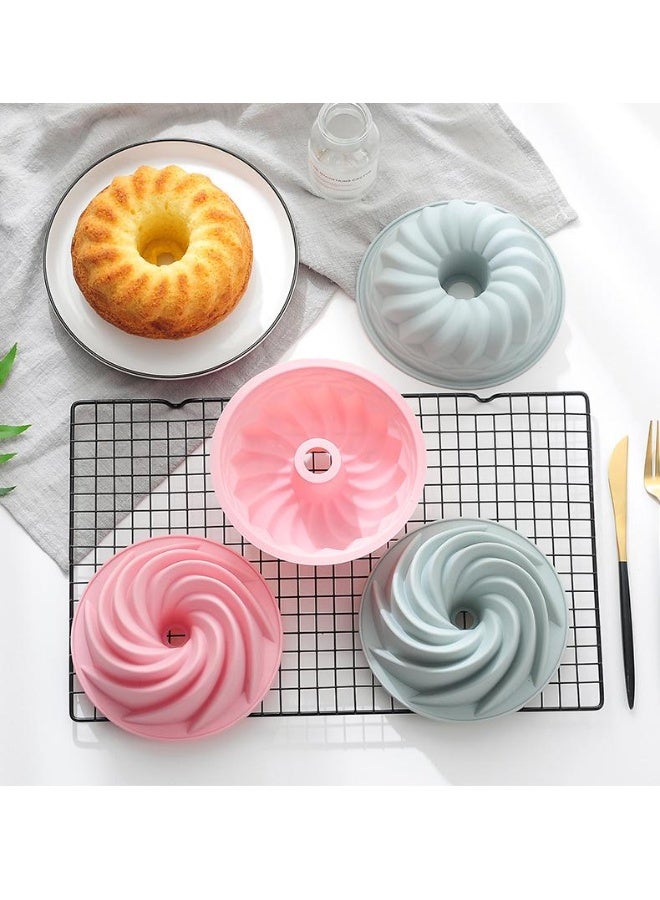 سيوسي 4 حزم من قوالب الخبز المصنوعة من السيليكون على شكل دائري مزخرف بنمط حلزوني، قوالب خبز غير لاصقة، قوالب كعك شيفون سافارين، قوالب موس براوني، أدوات تزيين الكعك والحلويات، أدوات الخبز DIY - Image 4