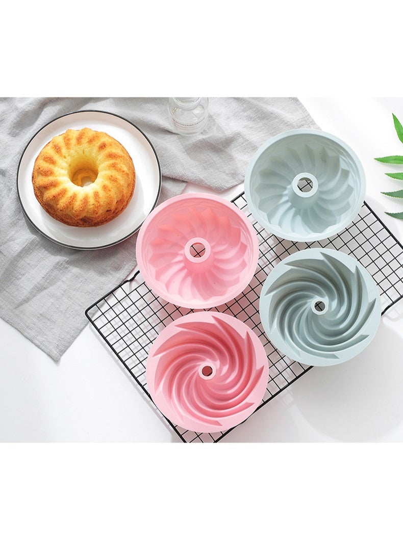 سيوسي 4 حزم من قوالب الخبز المصنوعة من السيليكون على شكل دائري مزخرف بنمط حلزوني، قوالب خبز غير لاصقة، قوالب كعك شيفون سافارين، قوالب موس براوني، أدوات تزيين الكعك والحلويات، أدوات الخبز DIY - Image 5
