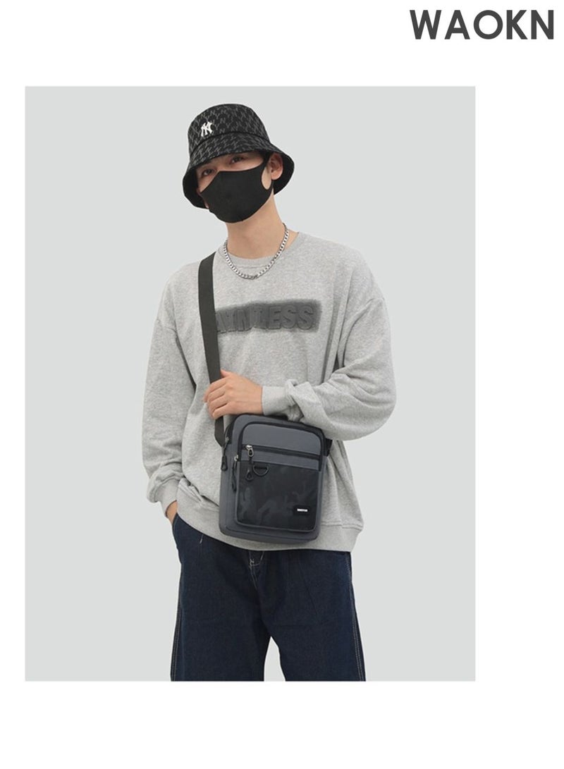 WAOKN Cross body Bag , Messenger Bag for Men and Women  ,Purse Shoulder Bag , Sling Bag  ,Travel Bag for Business Office School Satchel Bags ,  Small Carry Bags , portable and durable , waterproof material ,unisex , (grey). - Image 5