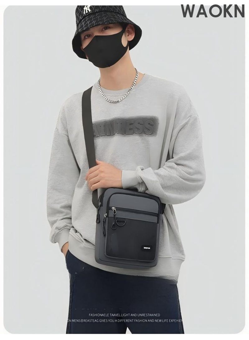 WAOKN Cross body Bag , Messenger Bag for Men and Women  ,Purse Shoulder Bag , Sling Bag  ,Travel Bag for Business Office School Satchel Bags ,  Small Carry Bags , portable and durable , waterproof material ,unisex , (grey). - Image 4