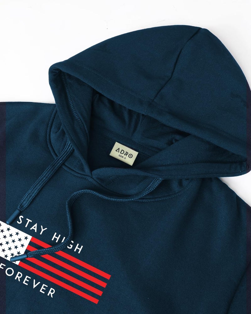 ADRO Men's Cotton Blend Neck Hooded Sweatshirt (H24-FLAG-SB_Teal - Image 5