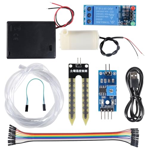 AEDIKO Upgrade Automatic Irrigation DIY Kit Self Watering System with Capacitive Soil Moisture Sensor 5V Relay Module and Water Pump + 50cm Silicone Tubing for Garden Plant Flower Watering DIY - Image 1