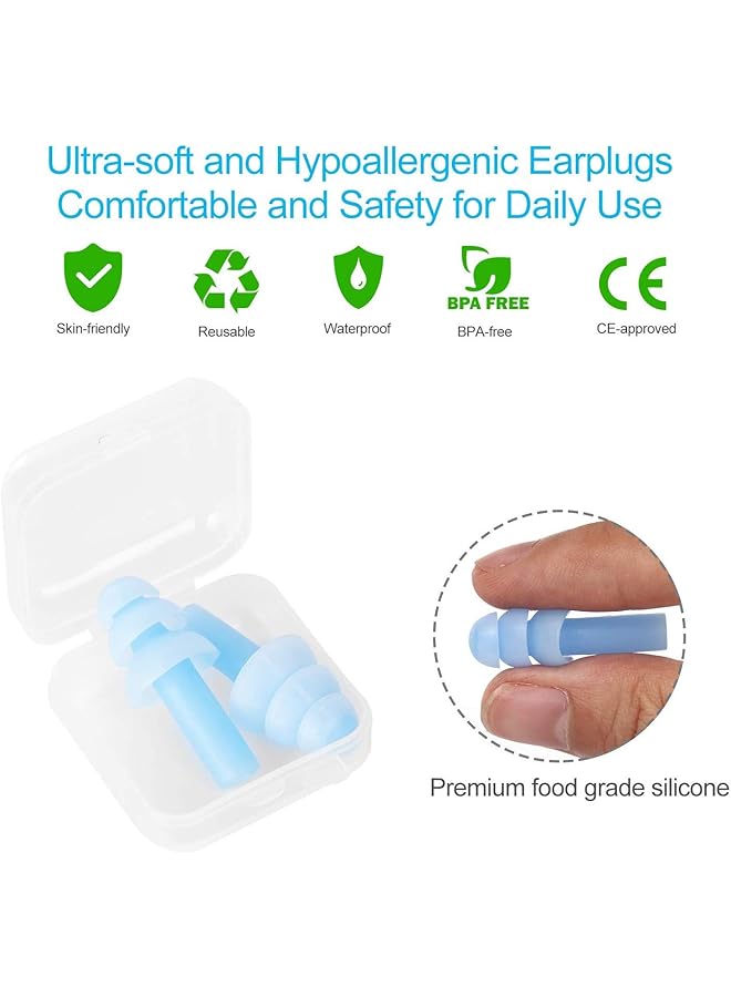 Maxi 6 Packs Reusable Silicone Ear Plugs Waterproof Hypoallergenic Noise Reduction Earplugs For Hearing Protection Suitable For Sleeping Snoring Swimming Concerts (6Pcs) - Image 2