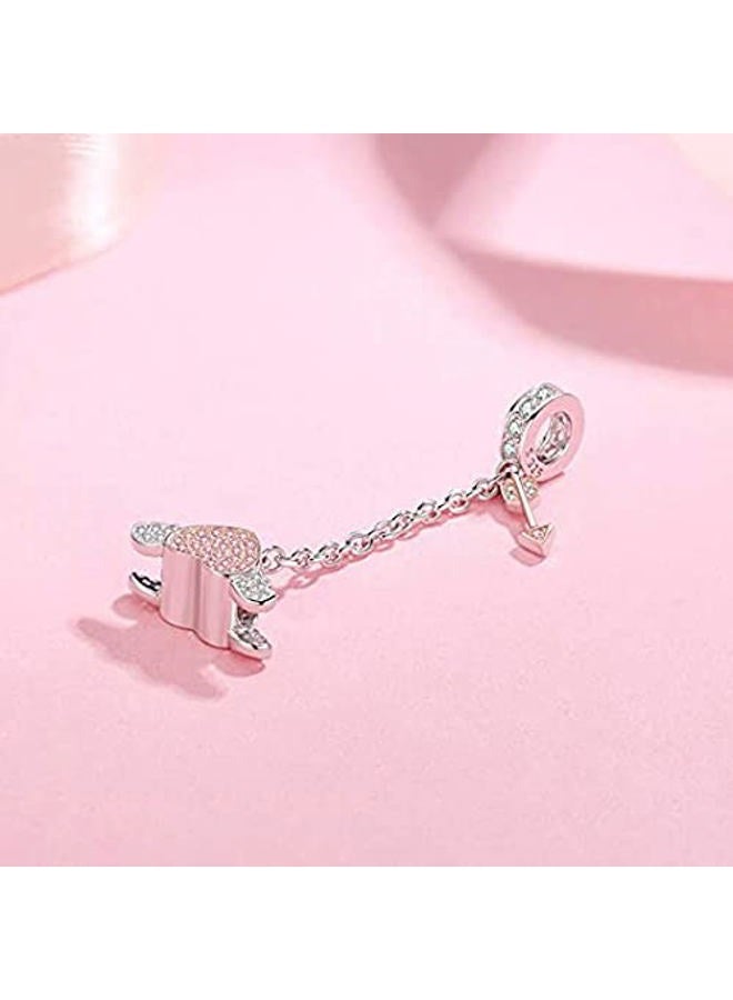 ARTCHARM Clasp Love Safety Chain Charm Authentic 925 Sterling Silver Heart Beads Fit European Style Bracelet, Silver, silver - Image 4