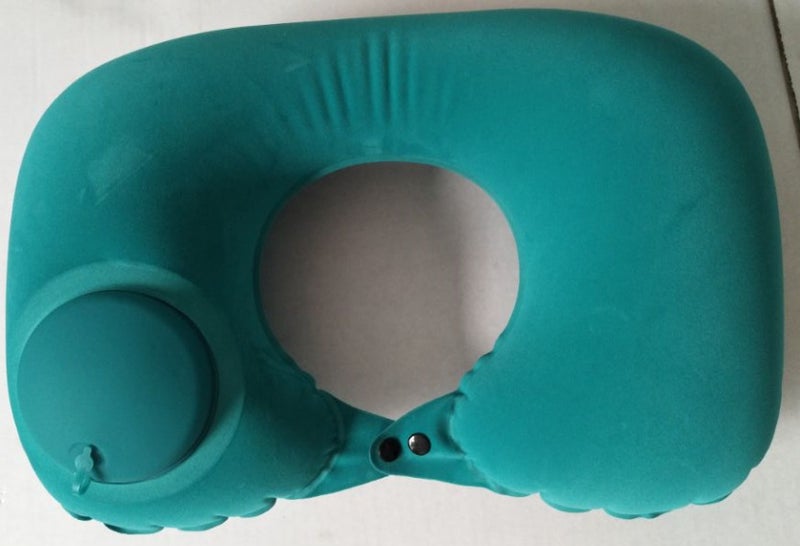 Generic Press inflatable U-shaped pillow neck pillow travel artifact neck folding portable flocking blowing travel pillow U-shaped pillow  - Image 3