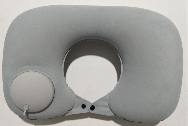 Generic Press inflatable U-shaped pillow neck pillow travel artifact neck folding portable flocking blowing travel pillow U-shaped pillow  - Image 2
