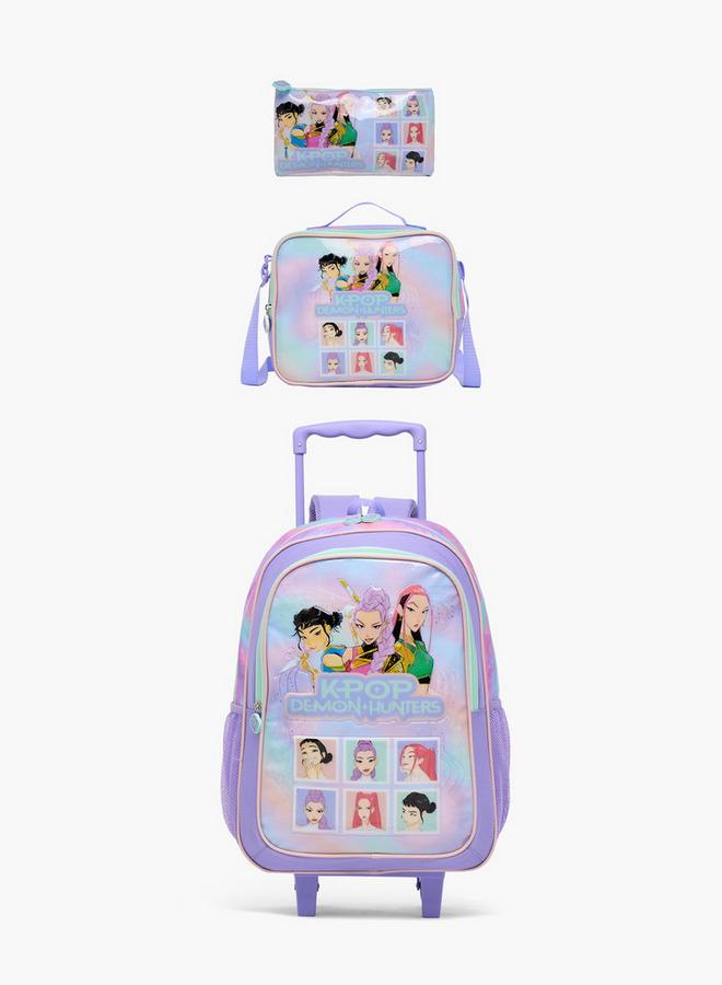 NETFLIX Kpop Demon Hunters 3-Piece School Trolley Bag Set For Girls 13+ Years With Lunch Box - Image 2