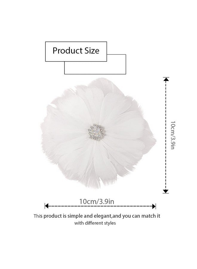 GENBREE White Feather Hair Clip 1920S Feather Hair Piece Rhinestone Headpiece Prom Party Head Accessories For Women And Girls (Pattern 3)  - Image 5
