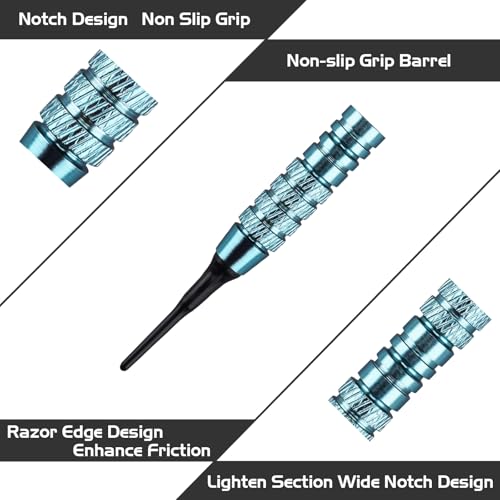 Turnart Darts Plastic Tip - Professional Soft Tip Darts Set for Electronic Dartboard 12 Pcs 18 Grams with 50 Extra Tips 24 Flights 2 Flight Protctors and Tool Kit Gift Darts (Blue) - Image 4