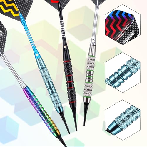 Turnart Darts Plastic Tip - Professional Soft Tip Darts Set for Electronic Dartboard 12 Pcs 18 Grams with 50 Extra Tips 24 Flights 2 Flight Protctors and Tool Kit Gift Darts (Blue) - Image 5
