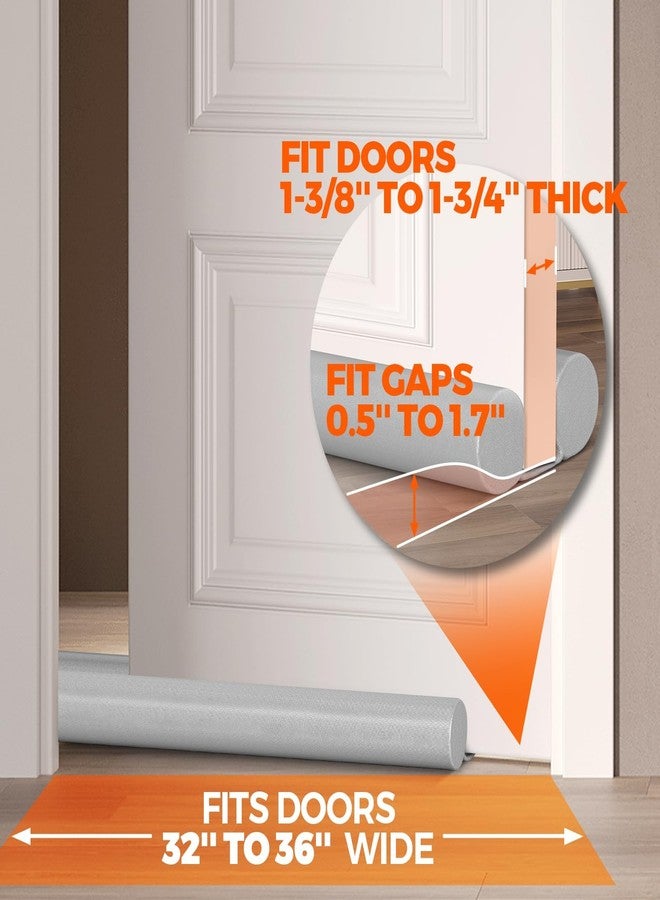 Holikme Twin Door Draft Stopper Weather Stripping Noise Blocker Window Breeze Blocker Adjustable Door Sweeps 34inch Grey - Image 5
