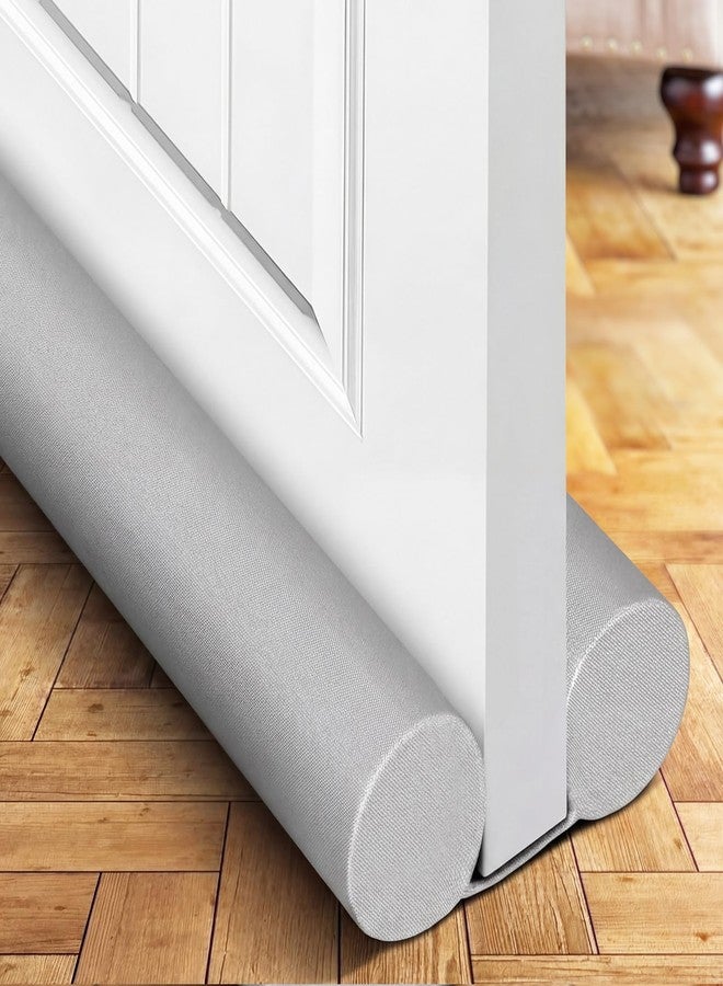 Holikme Twin Door Draft Stopper Weather Stripping Noise Blocker Window Breeze Blocker Adjustable Door Sweeps 34inch Grey - Image 1
