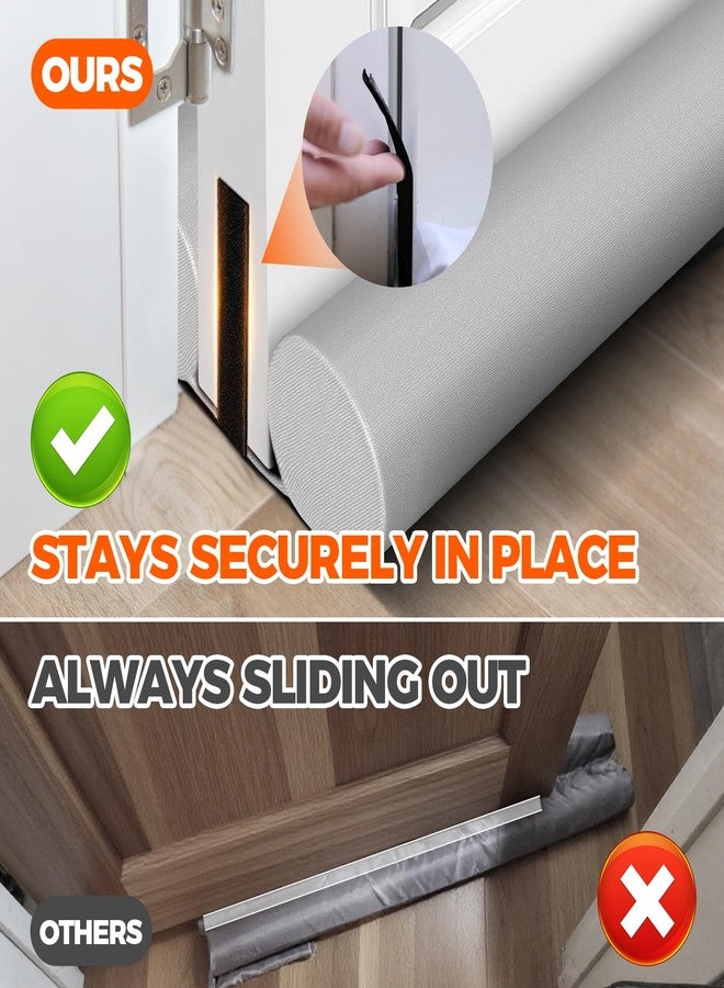 Holikme Twin Door Draft Stopper Weather Stripping Noise Blocker Window Breeze Blocker Adjustable Door Sweeps 34inch Grey - Image 4