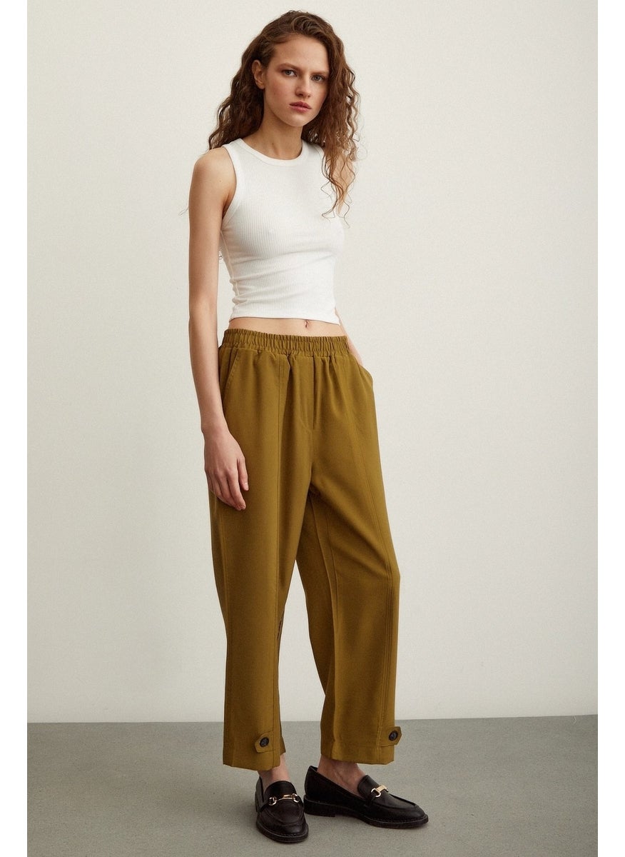Never More Elastic Casual Pants Khaki  - Image 2