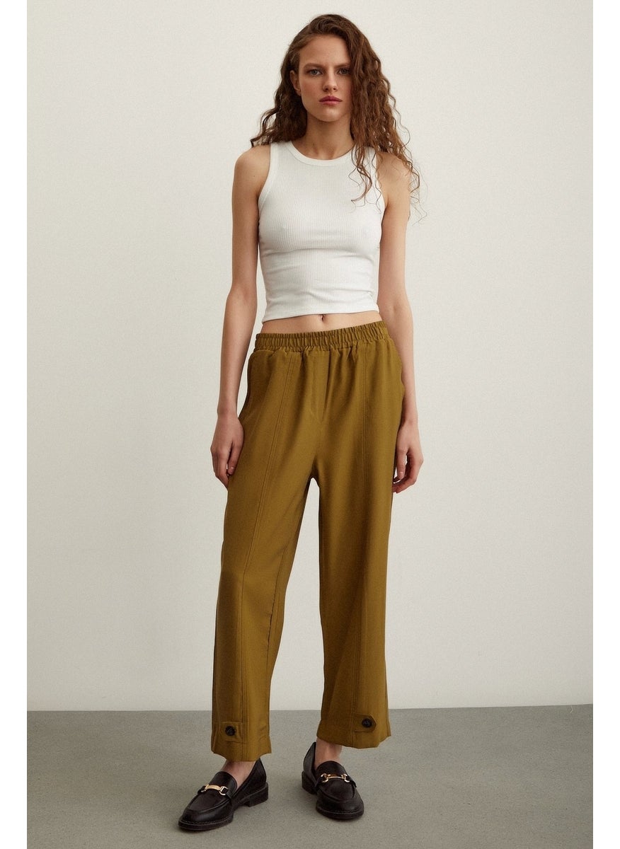 Never More Elastic Casual Pants Khaki  - Image 3