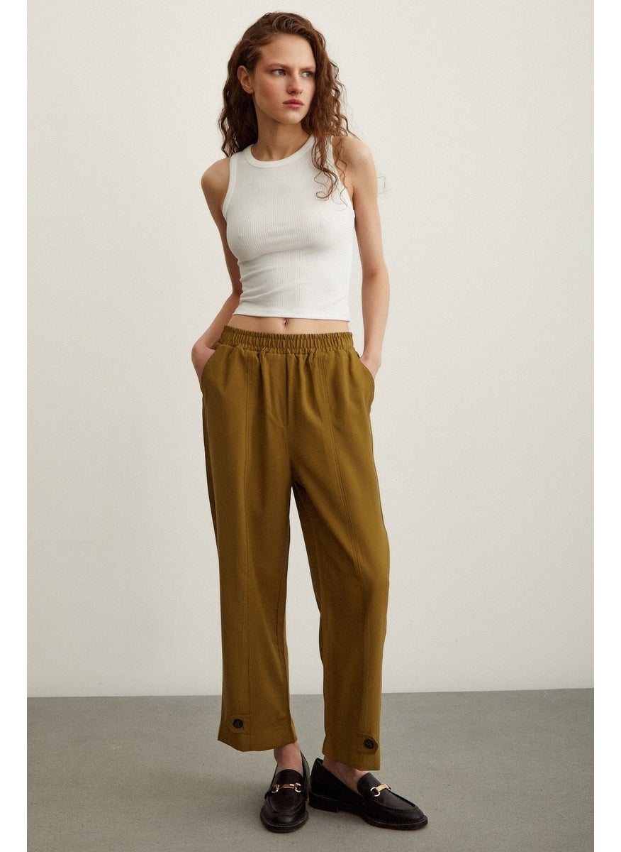 Never More Elastic Casual Pants Khaki  - Image 1