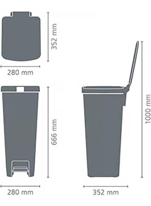 brabantia Gray Large 40 Lt Plastic Trash Can BKM DESIGN  - Image 5