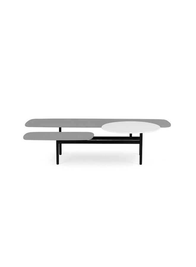 YI ONE Coffee Table  – Light Grey 3-Section Model with Round & Rectangular Shapes, Powder-Coated Top & Metal Legs, 1220×450×780 mm - Image 2