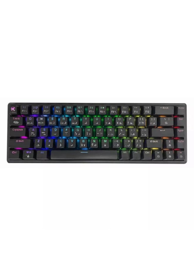 كي قيمنق لوحة مفاتيح ألعاب KGaming Blackshadow – مفاتيح زرقاء (Blue Switch) – إضاءة RGB – 68 مفتاحاً – سلكية – للكتابة والألعاب - Image 1