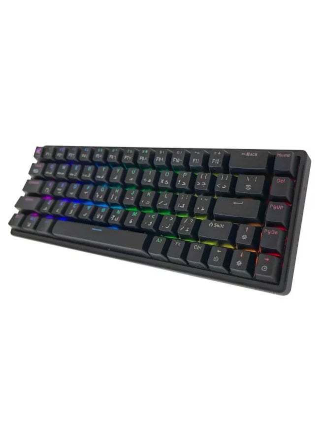 كي قيمنق لوحة مفاتيح ألعاب KGaming Blackshadow – مفاتيح زرقاء (Blue Switch) – إضاءة RGB – 68 مفتاحاً – سلكية – للكتابة والألعاب - Image 4