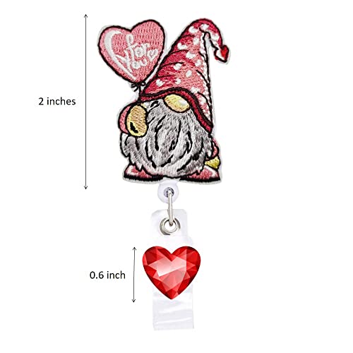ReelFun Gnome with Heart Nurse Retractable Badge Reel ID Tag, with Alligator Clip,24in Nylon Cord, Nurse Office Employee Name Badge - Image 2