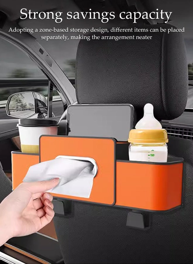 DUNISO Multifunctional Car Organizer with Cup Holders,Car Seat Storage Box with Hooks, Tissue Box, Cup Holde, Universal Fit for Family Travel, Road Trips, and Daily Use - Image 4