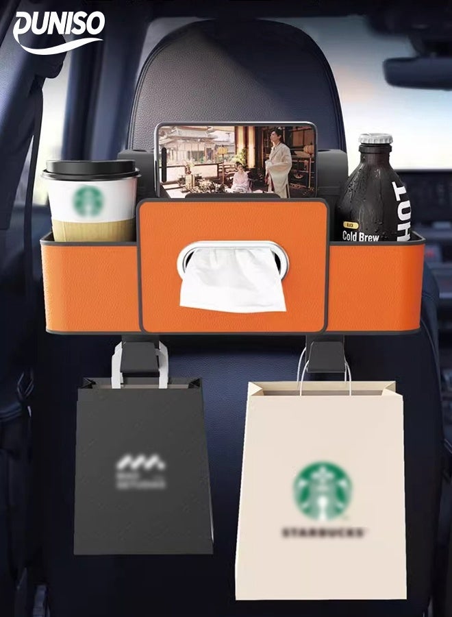 DUNISO Multifunctional Car Organizer with Cup Holders,Car Seat Storage Box with Hooks, Tissue Box, Cup Holde, Universal Fit for Family Travel, Road Trips, and Daily Use - Image 1