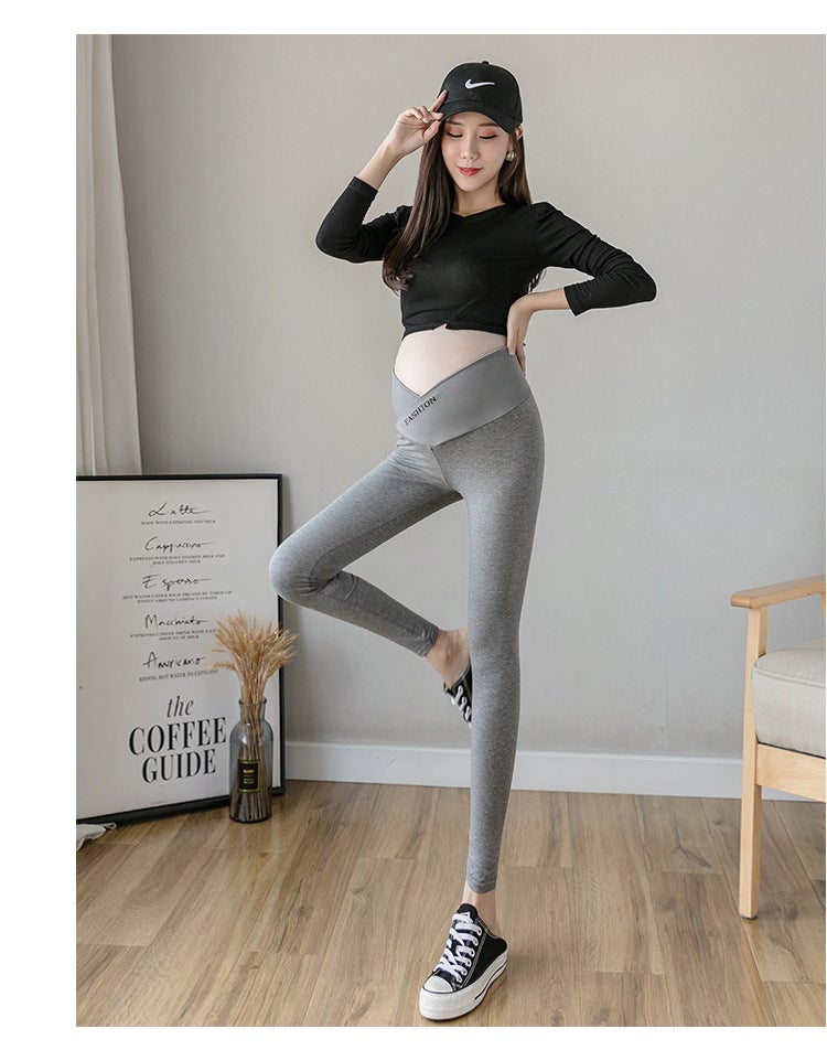 Maternity wear spring and autumn outer wear fashion thin section low waist small feet ninth trousers yoga pants summer leggings Dark gray () is too small M - Image 1