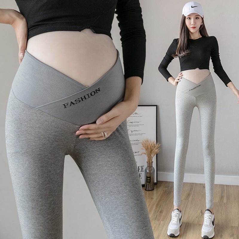 Maternity wear spring and autumn outer wear fashion thin section low waist small feet ninth trousers yoga pants summer leggings Dark gray () is too small M - Image 3