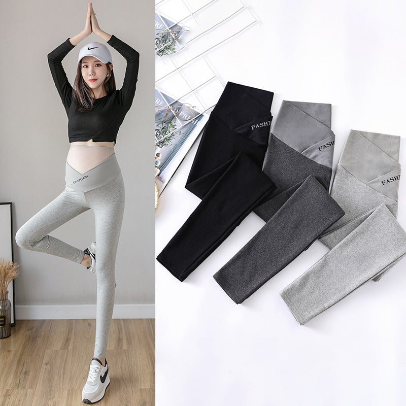 Maternity wear spring and autumn outer wear fashion thin section low waist small feet ninth trousers yoga pants summer leggings Dark gray () is too small M - Image 4
