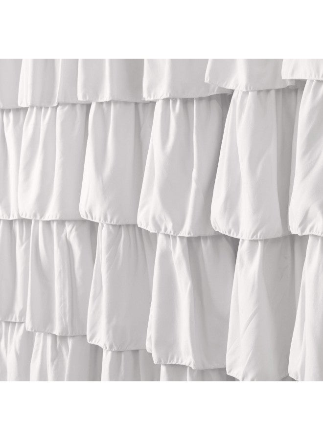 Lush Decor Ruffle Shower Curtain | Floral Textured Vintage Chic Farmhouse Style Design, White, 72" x 72" - Image 5