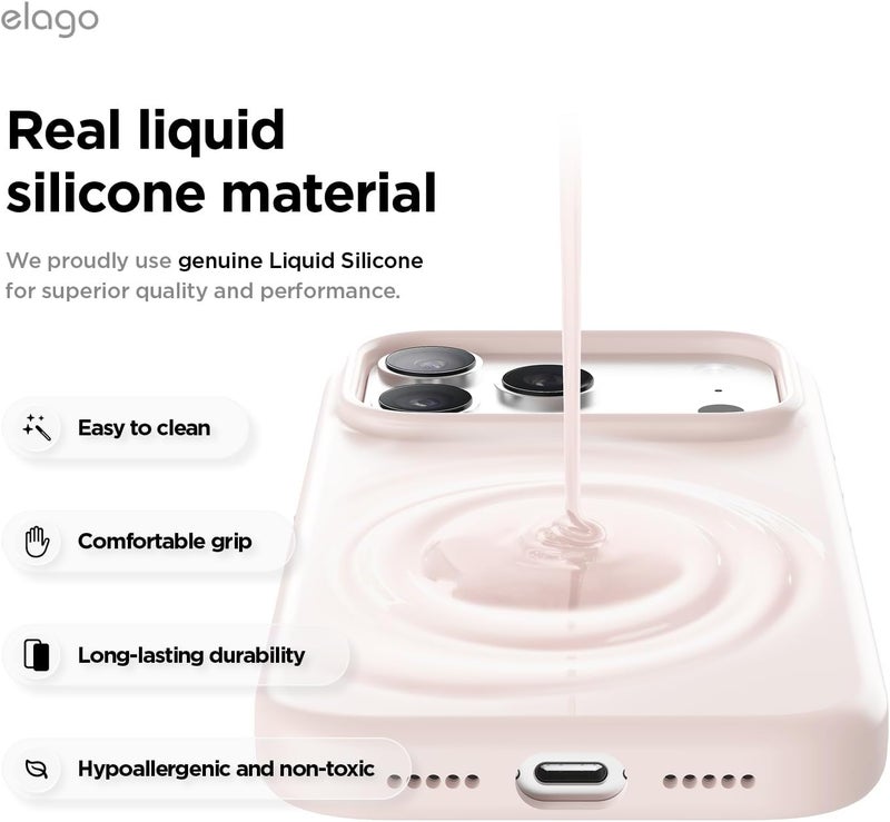 Elago Magnetic Liquid Silicone for iPhone 17 Pro | iPhone 18 Pro case cover Compatible with MagSafe - Light Pink - Image 5