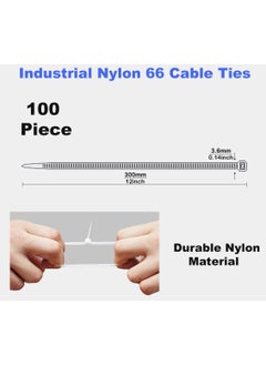 LOCKWELL LOCKWELL Teeth Grip Pack of 100 Pieces Nylon Self Locking White Cable Ties Heavy Duty Strong Zip Wire Fastener Organizer Tie 300mm X 36mm  - Image 2